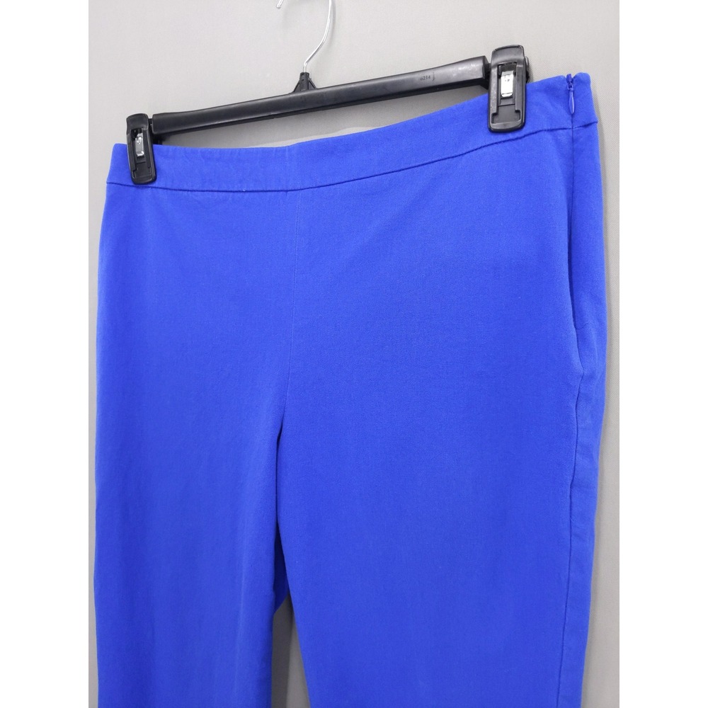 Talbots Chatham Ankle Pants Women 10 Blue Side Zip Button Hem Stretch - Picture 2 of 9